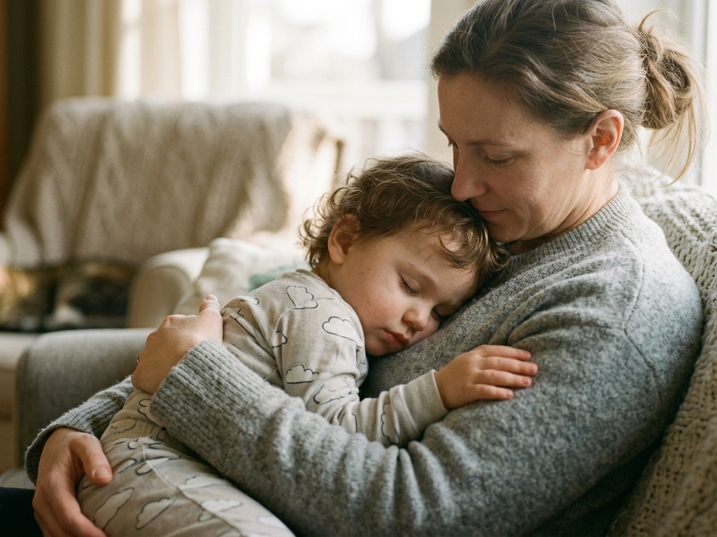 Sommeil de l'enfant apaisé avec sa mère dans une situation calme anne eugenie zinniker coach sommeil enfant fribourg